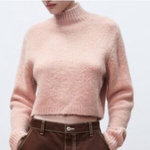 Zara Soft Cropped Mock Neck Sweater